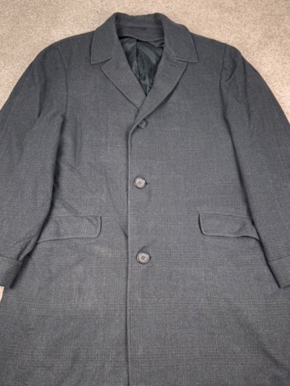 Vintage Cashmere and Wool Blend Charcoal Gray Trench Pea Coat Men's Size XL